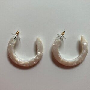 Large alabaster/ivory hoop earrings